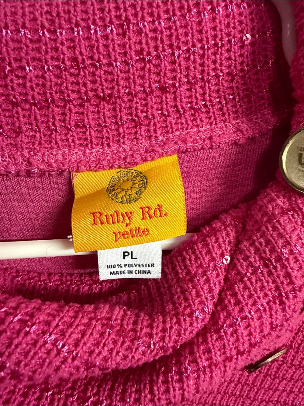 Ruby Rd. Hot Pink Button-Shoulder Cowl Sweater - Picture 2 of 4